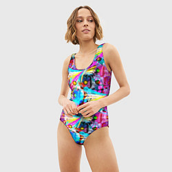 Купальник-боди 3D женский Абстрактное граффити в цвете, цвет: 3D-принт — фото 2