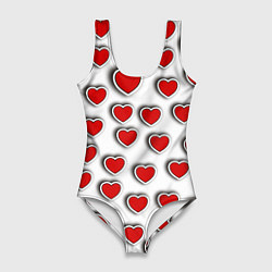 Купальник-боди 3D женский Стикеры наклейки сердечки объемные, цвет: 3D-принт