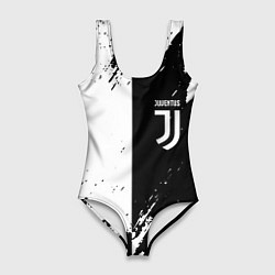 Купальник-боди 3D женский Juventus краски чёрнобелые, цвет: 3D-принт