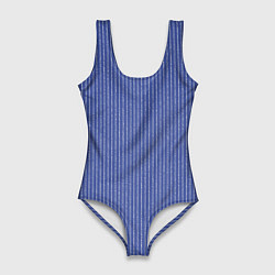 Купальник-боди 3D женский Фиолетово-синий крайола в полоску, цвет: 3D-принт