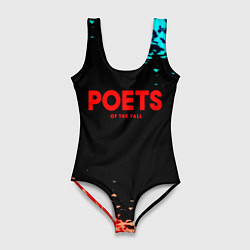 Купальник-боди 3D женский Poets of the fall краски брызги, цвет: 3D-принт