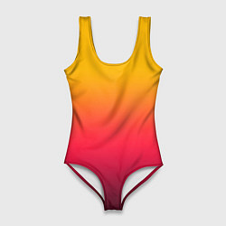 Купальник-боди 3D женский Жёлто-бордовый градиент, цвет: 3D-принт