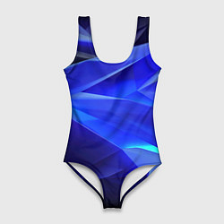 Купальник-боди 3D женский Black and blue abstract background sport style, цвет: 3D-принт