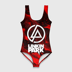 Купальник-боди 3D женский Linkin park красный огонь, цвет: 3D-принт