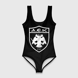 Купальник-боди 3D женский AEK fc белое лого, цвет: 3D-принт