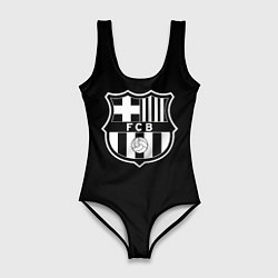 Купальник-боди 3D женский Barcelona fc club белое лого, цвет: 3D-принт