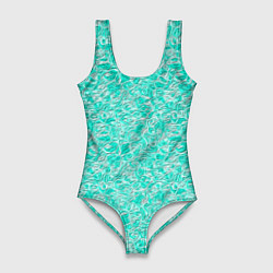 Женский купальник-боди Абстрактный бирюзово-белый фон