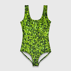 Купальник-боди 3D женский Зелёная трава листья, цвет: 3D-принт