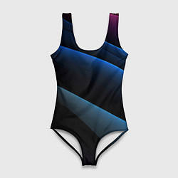 Женский купальник-боди Синий стильный абстрактный геометрический стиль на