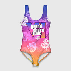 Купальник-боди 3D женский Grand Theft Auto VI - пальмы, цвет: 3D-принт