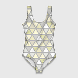 Женский купальник-боди Паттерн геометрия светлый жёлто-серый