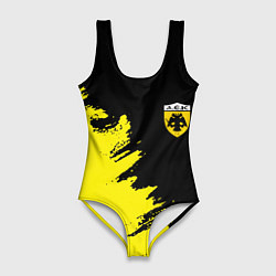 Купальник-боди 3D женский AEK sport color yellow, цвет: 3D-принт