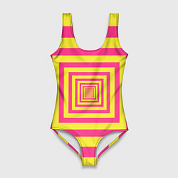 Женский купальник-боди Желтые квадраты трансформация