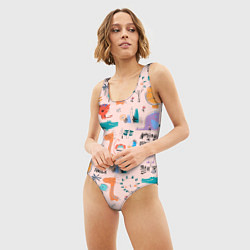 Купальник-боди 3D женский Spring in jungle, цвет: 3D-принт — фото 2