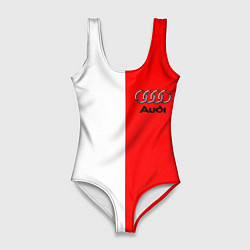 Купальник-боди 3D женский AUDI logo полосы, цвет: 3D-принт