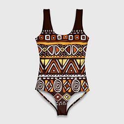 Купальник-боди 3D женский Африканский традиционный орнамент, цвет: 3D-принт
