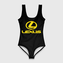 Купальник-боди 3D женский Lexus yellow logo, цвет: 3D-принт