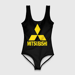 Купальник-боди 3D женский Mitsubishi logo yelow, цвет: 3D-принт