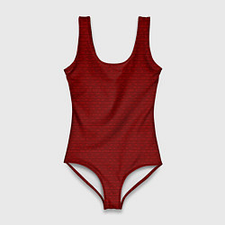 Купальник-боди 3D женский Текстурированный тёмно-красный однотонный, цвет: 3D-принт