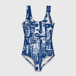 Женский купальник-боди Маски туземные абстракция