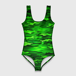 Женский купальник-боди Зелёные водоросли-камуфляж