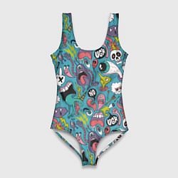 Женский купальник-боди Тьфу ты монстры