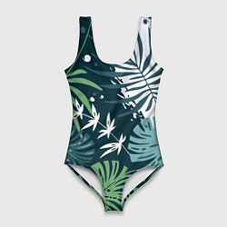 Женский купальник-боди Листья тропических джунглей абстракция