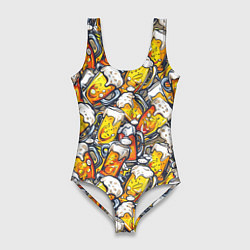 Женский купальник-боди Граффити пиво пенное