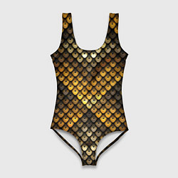 Женский купальник-боди Кольчуга - металлическая чешуя змеи