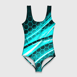 Женский купальник-боди Неоновая броня абстракция