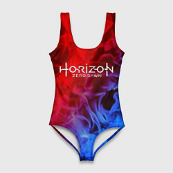 Купальник-боди 3D женский Horizon zero dawn fire gradient, цвет: 3D-принт