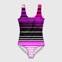 Женский купальник-боди Разноцветные вертикальные линии