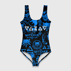 Купальник-боди 3D женский The Witcher logo pattern, цвет: 3D-принт