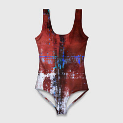 Женский купальник-боди Ржавчина красно-белая