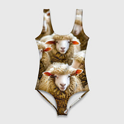 Купальник-боди 3D женский Стадо овец, цвет: 3D-принт