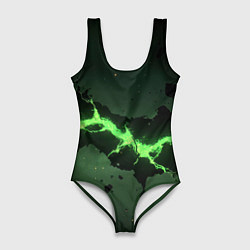 Женский купальник-боди Неоновая плита с зеленым разломом