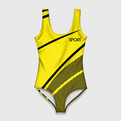 Женский купальник-боди Sport жёлтый с чёрным точечный