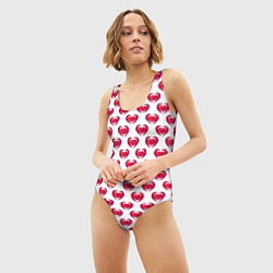 Купальник-боди 3D женский Сердечки двойные, цвет: 3D-принт — фото 2