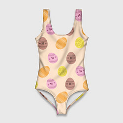 Женский купальник-боди Пасха цветные яйца