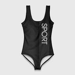 Женский купальник-боди Sport чёрно-серый полоса с затемнением