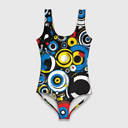 Купальник-боди 3D женский Абстракция геометрическая, цвет: 3D-принт