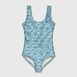 Женский купальник-боди Бело-синий текстурный