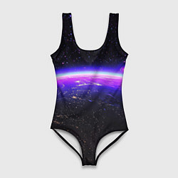 Купальник-боди 3D женский Планета и неоновое свечение, цвет: 3D-принт