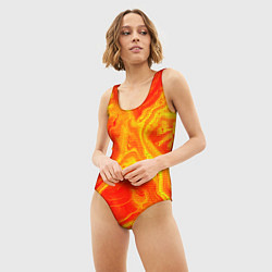Купальник-боди 3D женский Огненный жёлто-красный, цвет: 3D-принт — фото 2