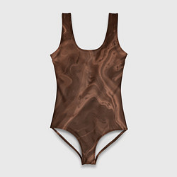 Женский купальник-боди Коричневый абстракция в точку