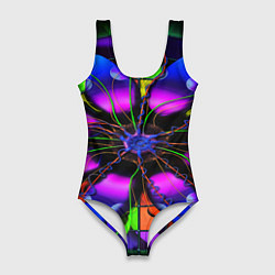 Женский купальник-боди Неоновая психоделика лепестки