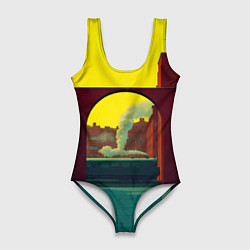 Купальник-боди 3D женский Арт с поездом, цвет: 3D-принт