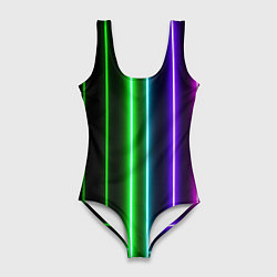Купальник-боди 3D женский Neon lines, цвет: 3D-принт