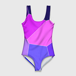 Женский купальник-боди Сине-розовый крупные фрагменты