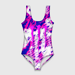 Купальник-боди 3D женский Monster energy краски гранж, цвет: 3D-принт